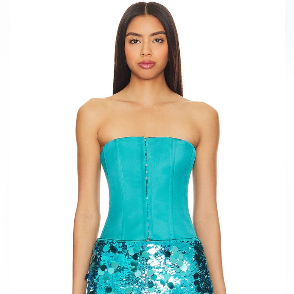 Danielle Guizio Satin Corset in Tropic